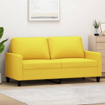 Sofá De 2 Plazas | Sofá De Salón | Sofá De Descanso De Tela Amarillo Claro 140 Cm Cfw66512