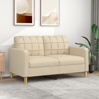 Sofá De 2 Plazas | Sofá De Salón | Sofá De Descanso De Tela Color Crema 140 Cm Cfw65980