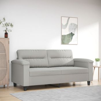 Sofá De 2 Plazas | Sofá De Salón | Sofá De Descanso De Tela De Microfibra Gris Claro 140 Cm Cfw57168