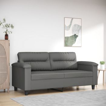 Sofá De 2 Plazas | Sofá De Salón | Sofá De Descanso De Tela De Microfibra Gris Oscuro 140 Cm Cfw18361