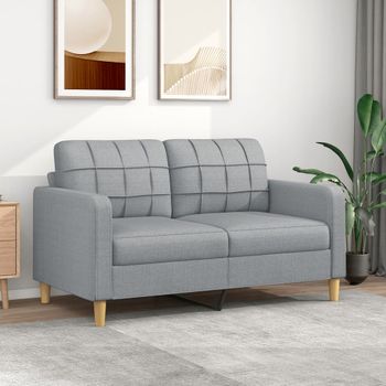 Sofá De 2 Plazas | Sofá De Salón | Sofá De Descanso De Tela Gris Claro 140 Cm Cfw31298