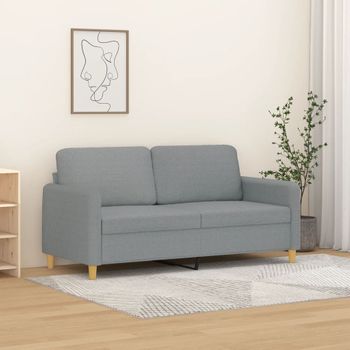 Sofá De 2 Plazas | Sofá De Salón | Sofá De Descanso De Tela Gris Claro 140 Cm Cfw10136