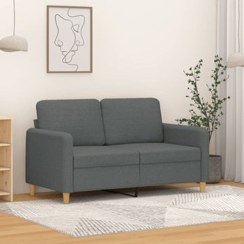 Sofá De 2 Plazas | Sofá De Salón | Sofá De Descanso De Tela Gris Oscuro 120 Cm Cfw16675