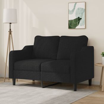 Sofá De 2 Plazas | Sofá De Salón | Sofá De Descanso De Tela Negro 120 Cm Cfw22818