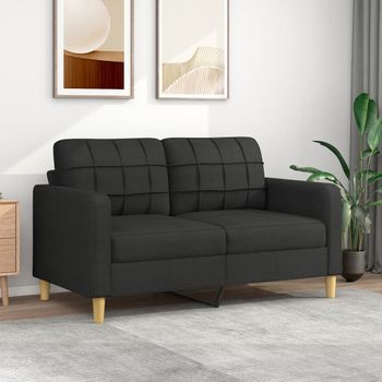 Sofá De 2 Plazas | Sofá De Salón | Sofá De Descanso De Tela Negro 140 Cm Cfw13696