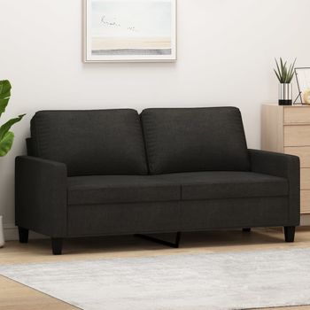 Sofá De 2 Plazas | Sofá De Salón | Sofá De Descanso De Tela Negro 140 Cm Cfw28262