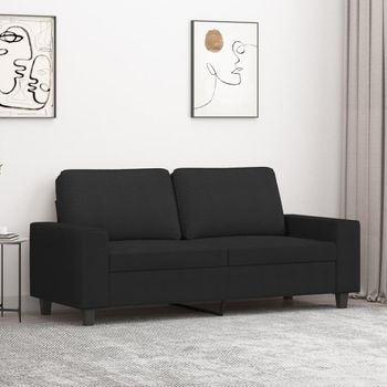 Sofá De 2 Plazas | Sofá De Salón | Sofá De Descanso De Tela Negro 140 Cm Cfw21897