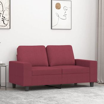 Sofá De 2 Plazas | Sofá De Salón | Sofá De Descanso De Tela Rojo Tinto 120 Cm Cfw49431