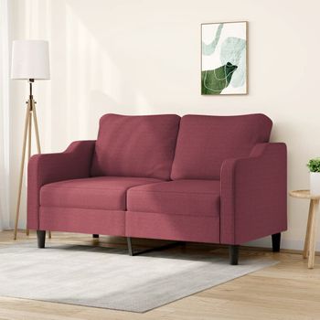 Sofá De 2 Plazas | Sofá De Salón | Sofá De Descanso De Tela Rojo Tinto 140 Cm Cfw77569