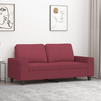 Sofá De 2 Plazas | Sofá De Salón | Sofá De Descanso De Tela Rojo Tinto 140 Cm Cfw65400