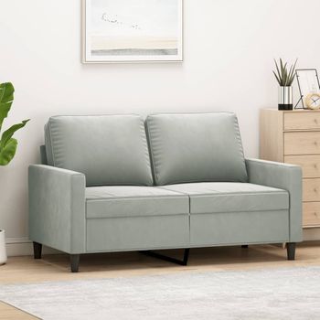 Sofá De 2 Plazas | Sofá De Salón | Sofá De Descanso De Terciopelo Gris Claro 120 Cm Cfw34335