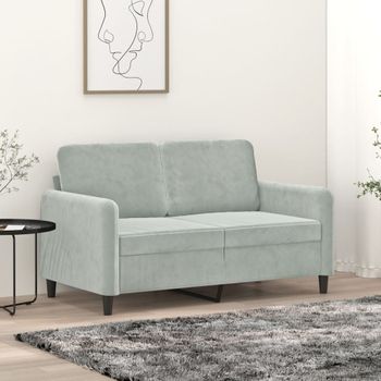 Sofá De 2 Plazas | Sofá De Salón | Sofá De Descanso De Terciopelo Gris Claro 120 Cm Cfw70129