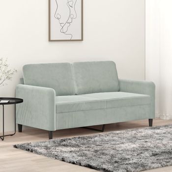 Sofá De 2 Plazas | Sofá De Salón | Sofá De Descanso De Terciopelo Gris Claro 140 Cm Cfw11481