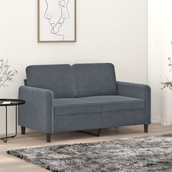 Sofá De 2 Plazas | Sofá De Salón | Sofá De Descanso De Terciopelo Gris Oscuro 120 Cm Cfw62615