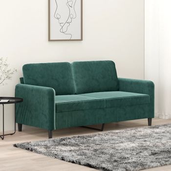 Sofá De 2 Plazas | Sofá De Salón | Sofá De Descanso De Terciopelo Verde Oscuro 140 Cm Cfw90562