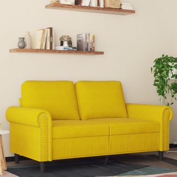 Sofá De 2 Plazas | Sofá De Salón | Sofá De Descanso Terciopelo Amarillo 120 Cm Cfw65992