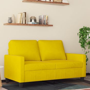 Sofá De 2 Plazas | Sofá De Salón | Sofá De Descanso Terciopelo Amarillo 120 Cm Cfw41918