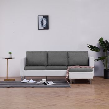 Sofá De 3 Plazas | Sofá De Salón | Sofá De Descanso Con Cojines Cuero Sintético Blanco Cfw66017