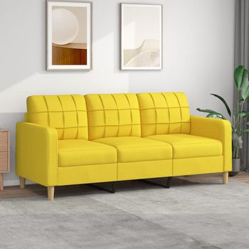 Sofá De 3 Plazas | Sofá De Salón | Sofá De Descanso De Tela Amarillo Claro 180 Cm Cfw68190