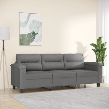 Sofá De 3 Plazas | Sofá De Salón | Sofá De Descanso De Tela De Microfibra Gris Oscuro 180 Cm Cfw32967