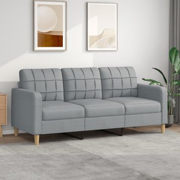 Sofá De 3 Plazas | Sofá De Salón | Sofá De Descanso De Tela Gris Claro 180 Cm Cfw69224