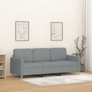 Sofá De 3 Plazas | Sofá De Salón | Sofá De Descanso De Tela Gris Claro 180 Cm Cfw87123