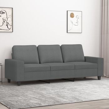 Sofá De 3 Plazas | Sofá De Salón | Sofá De Descanso De Tela Gris Oscuro 180 Cm Cfw49919