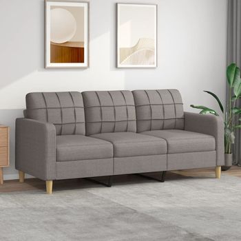 Sofá De 3 Plazas | Sofá De Salón | Sofá De Descanso De Tela Gris Taupe 180 Cm Cfw42538