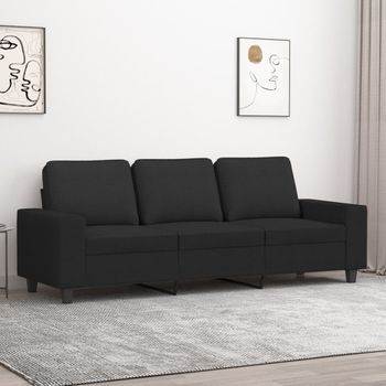 Sofá De 3 Plazas | Sofá De Salón | Sofá De Descanso De Tela Negro 180 Cm Cfw53751