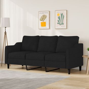 Sofá De 3 Plazas | Sofá De Salón | Sofá De Descanso De Tela Negro 180 Cm Cfw51305