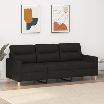 Sofá De 3 Plazas | Sofá De Salón | Sofá De Descanso De Tela Negro 180 Cm Cfw54589