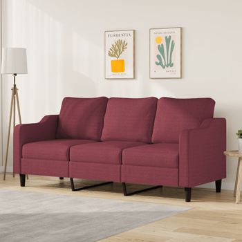 Sofá De 3 Plazas | Sofá De Salón | Sofá De Descanso De Tela Rojo Tinto 180 Cm Cfw77761