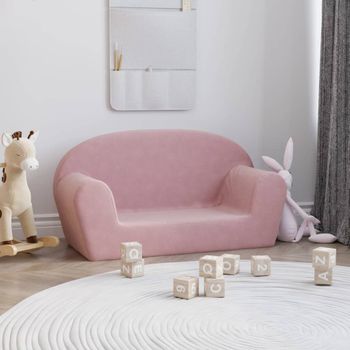 Sofá Para Niños De 2 Plazas | Sofá De Salón | Sofá De Descanso Felpa Suave Rosa Cfw64319