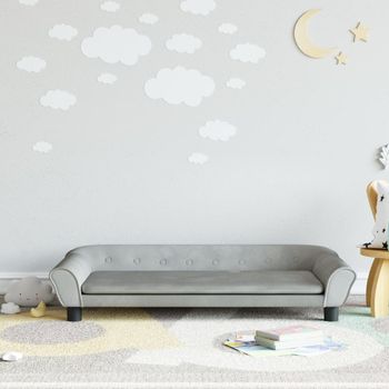 Sofá Para Niños | Sofá De Salón | Sofá De Descanso De Terciopelo Gris Claro 100x50x26 Cm Cfw66177