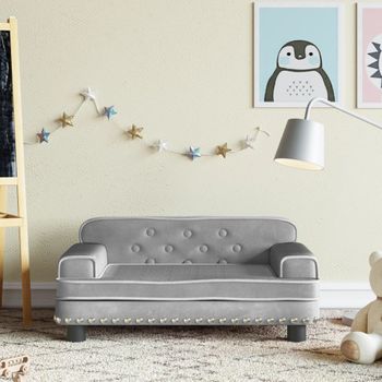 Sofá Para Niños | Sofá De Salón | Sofá De Descanso De Terciopelo Gris Claro 70x45x30 Cm Cfw67836