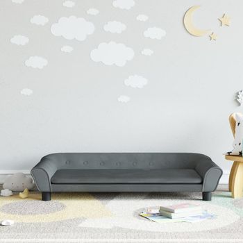 Sofá Para Niños | Sofá De Salón | Sofá De Descanso De Terciopelo Gris Oscuro 100x50x26 Cm Cfw66181