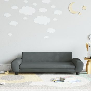 Sofá Para Niños | Sofá De Salón | Sofá De Descanso De Terciopelo Gris Oscuro 100x54x33 Cm Cfw66182