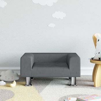 Sofá Para Niños | Sofá De Salón | Sofá De Descanso De Terciopelo Gris Oscuro 50x40x26,5 Cm Cfw47925