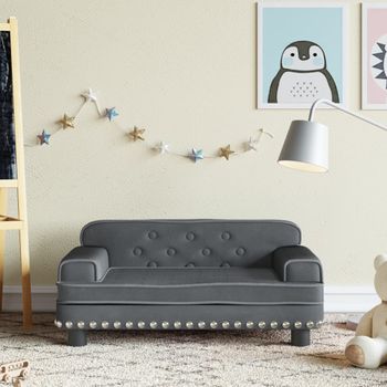 Sofá Para Niños | Sofá De Salón | Sofá De Descanso De Terciopelo Gris Oscuro 70x45x30 Cm Cfw19071