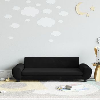 Sofá Para Niños | Sofá De Salón | Sofá De Descanso De Terciopelo Negro 100x54x33 Cm Cfw66191