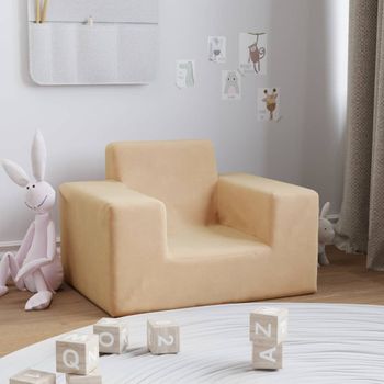 Sofá Para Niños | Sofá De Salón | Sofá De Descanso Felpa Suave Color Crema Cfw77102