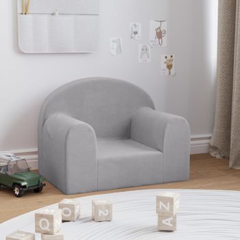 Sofá Para Niños | Sofá De Salón | Sofá De Descanso Felpa Suave Gris Claro Cfw70315