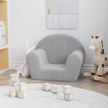 Sofá Para Niños | Sofá De Salón | Sofá De Descanso Felpa Suave Gris Claro Cfw24337