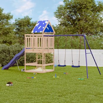 Parque Infantil | Área De Juegos De Exterior De Madera Maciza De Pino Cfw782763