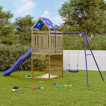 Parque Infantil | Área De Juegos De Exterior Madera De Pino Impregnada Cfw782917