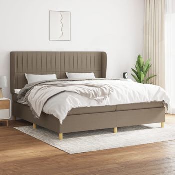 Cama Doble | Cama Para Adultos | Cama Box Spring Con Colchón Tela Gris Taupe 200x200 Cm Cfw8847497