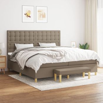 Cama Doble | Cama Para Adultos | Cama Box Spring Con Colchón Tela Gris Taupe 200x200 Cm Cfw8479713