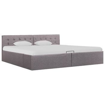 Cama Doble | Cama Para Adultos | Cama Canapé Hidráulica Con Almacenaje Tela Taupe 180x200 Cm Cfw5002410