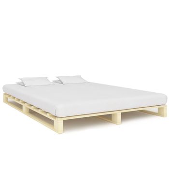 Cama Doble | Cama Para Adultos | Estructura De Cama De Palés Madera Maciza De Pino 180x200 Cm Cfw5918406