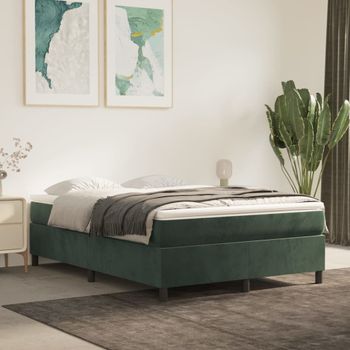 Cama Doble | Cama Para Adultos | Estructura De Cama De Terciopelo Verde 140x200 Cm Cfw1777938